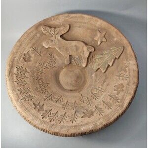 Vintage Reindeer Studio Art Pottery Bowl Trinket Dish Hand Thrown Hobbyist